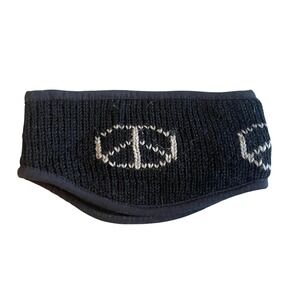 Vintage 90s Peace Sign 100% Wool Fleece Ear Warmer Headband Black Ski